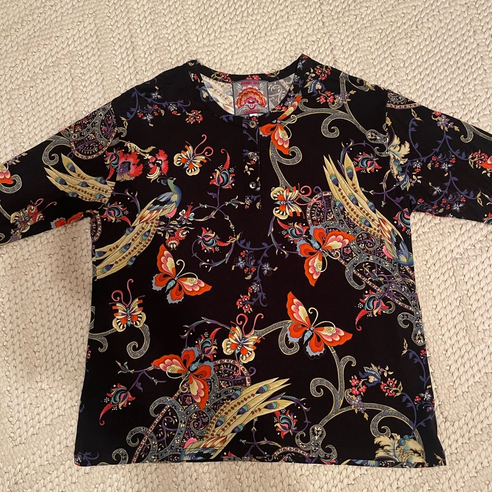Johnny Was Women's Pottery Henley Tee - Picture 3 of 12